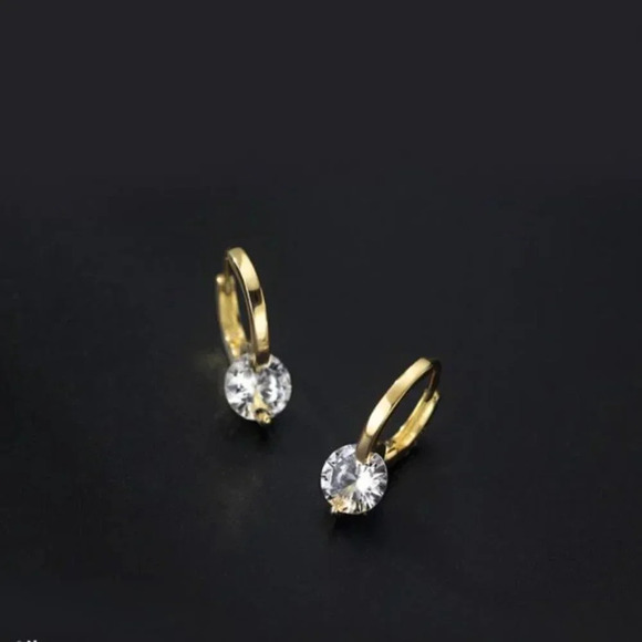 925 Sterling Silver Diamond Huggie Hoop Earrings Dainty Minimalist Huggies Gold - Picture 2 of 8